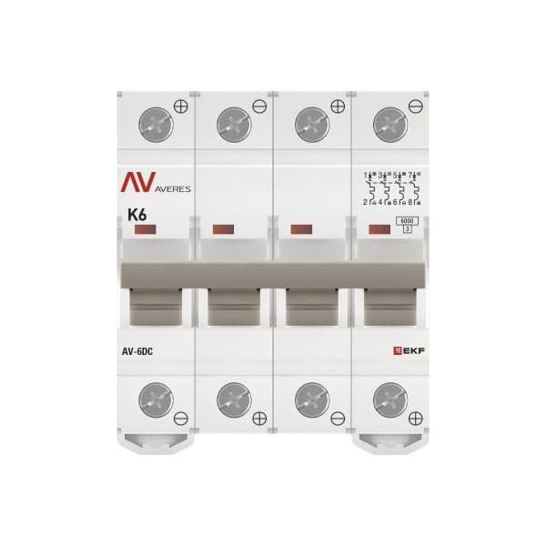 Выключатель автоматический AV-6 DC 4P 6A (K) 6kA AVERES