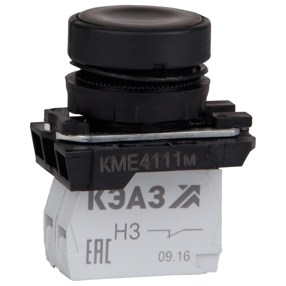Кнопка КМЕ4101м-черный-0но+1нз-цилиндр-IP40