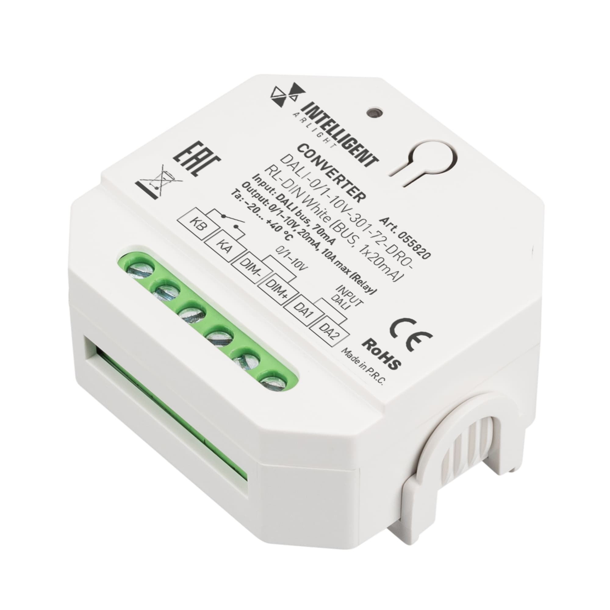 Конвертер INTELLIGENT ARLIGHT DALI-0/1-10V-301-72-DRO-RL-DIN White (BUS, 1x20mA) (ARL, IP20 Пластик, 5 лет)
