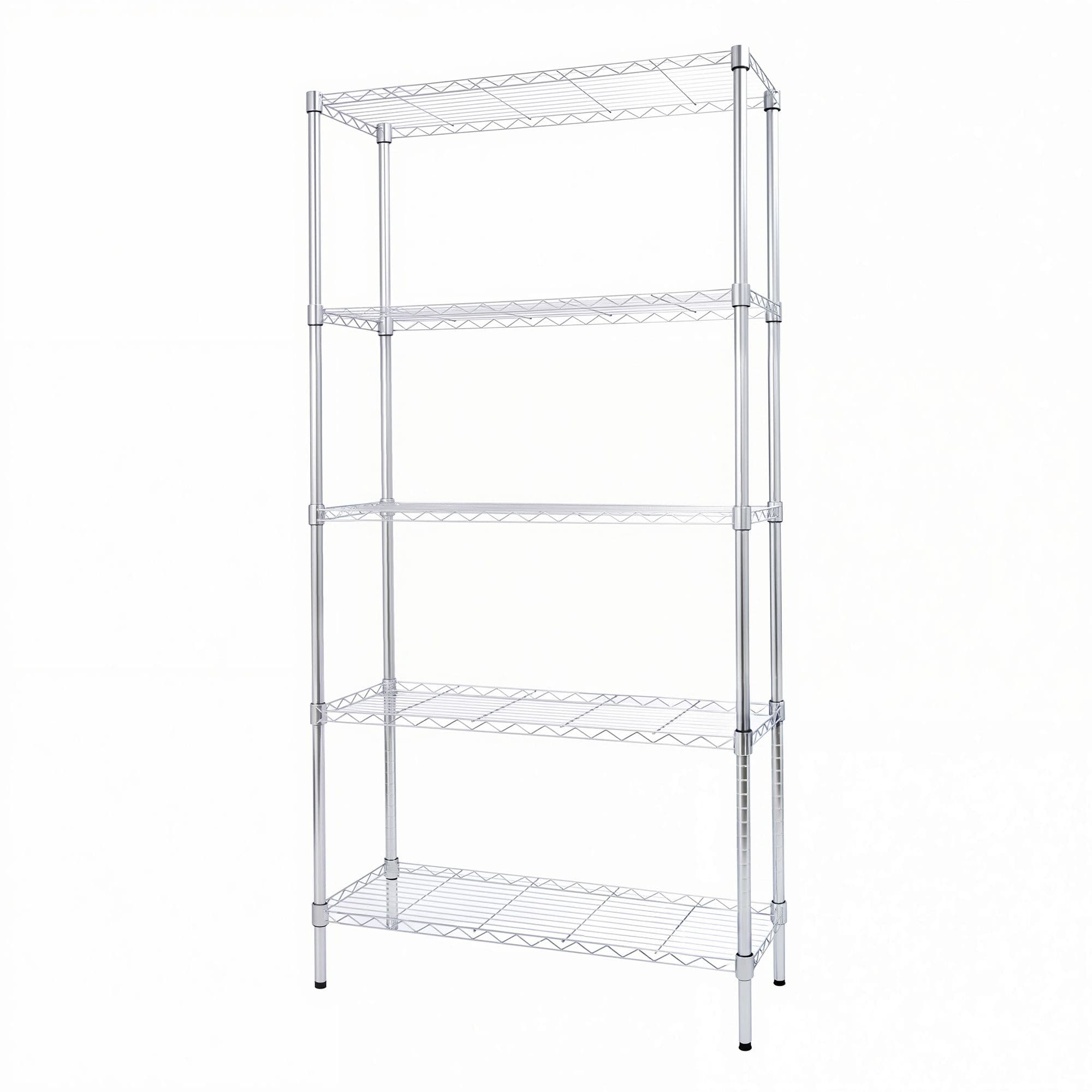 Стеллаж сетчатый, 900х350х1800 мм, 5 полок, цвет хром, нагрузка на полку 50 кг