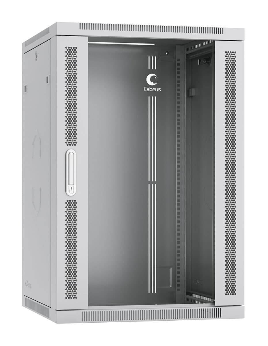 Шкаф телекоммуникационный настенный разобранный 19' 18U 600x600x901mm (ШхГхВ) дверь стекло, цвет серый (RAL 7035)
