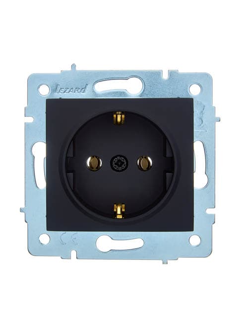 ASTI Розетка с заземлением, 16 А, механизм, чёрный бархат Lezard 7081-4288-122B