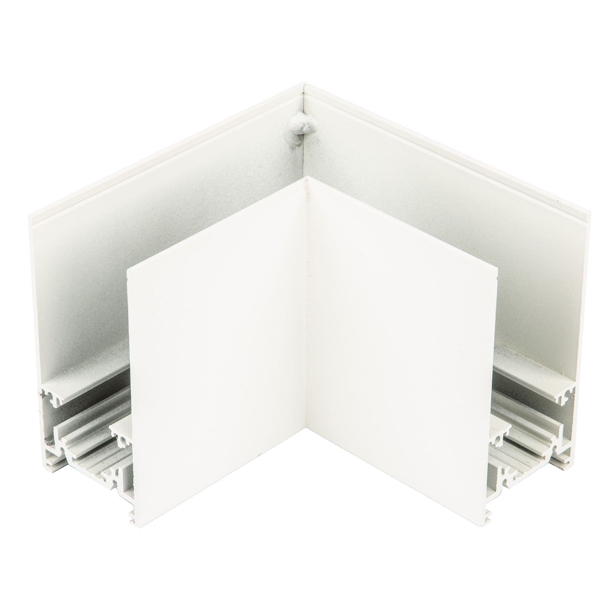 Коннектор UBX-MS21/35 WHITE для накладных магнитных шинопроводов, 35 мм. Угловой. Горизонтальный. Белый.