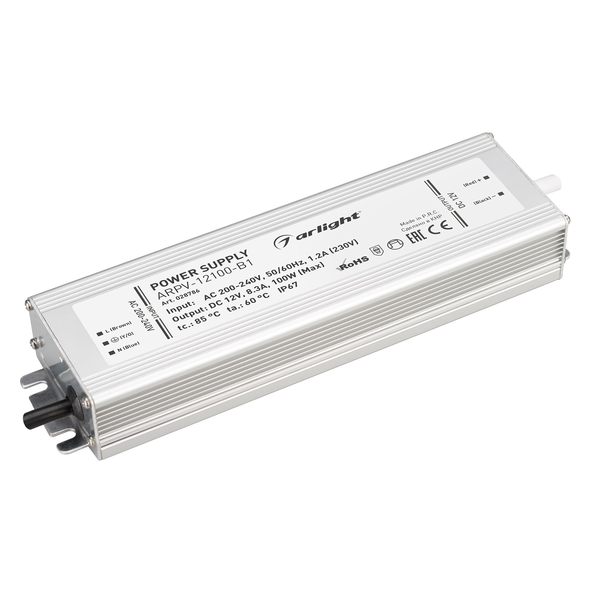 Блок питания ARPV-12100-B1 (12V, 8,3A, 100W) ( IP67 Металл, 3 года)