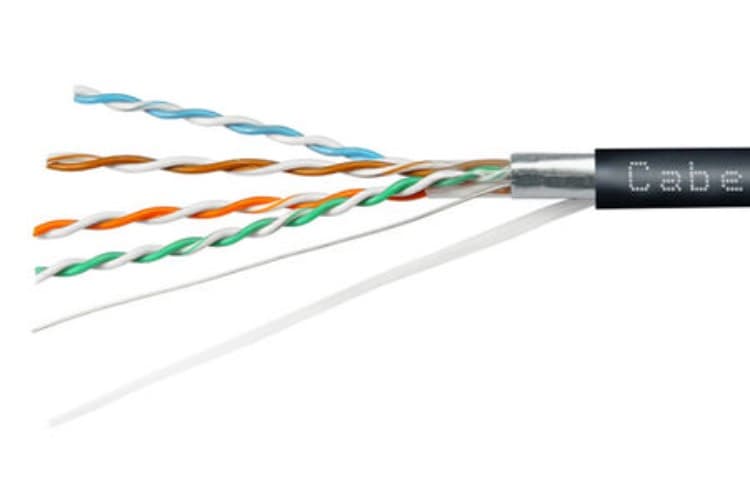 Витая пара экранированная FTP (F/UTP), категория 5e, 4 пары (24 AWG), одножильный, экран - фольга, для внутренней и внешней прокладки (+75 C - -40 C), LSZH-UV (20 м)