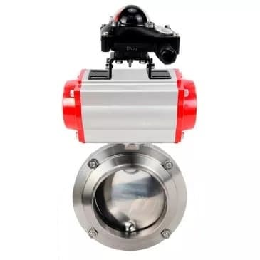 Затвор дисковый поворотный 304-304-Sil-2W-W-H Ду65 Ру10 пищевая нержавеющая сталь 304, уплотнение Silicon, с пневмоприводом SA-083 и БКВ LSB-210-02NM12-220/24