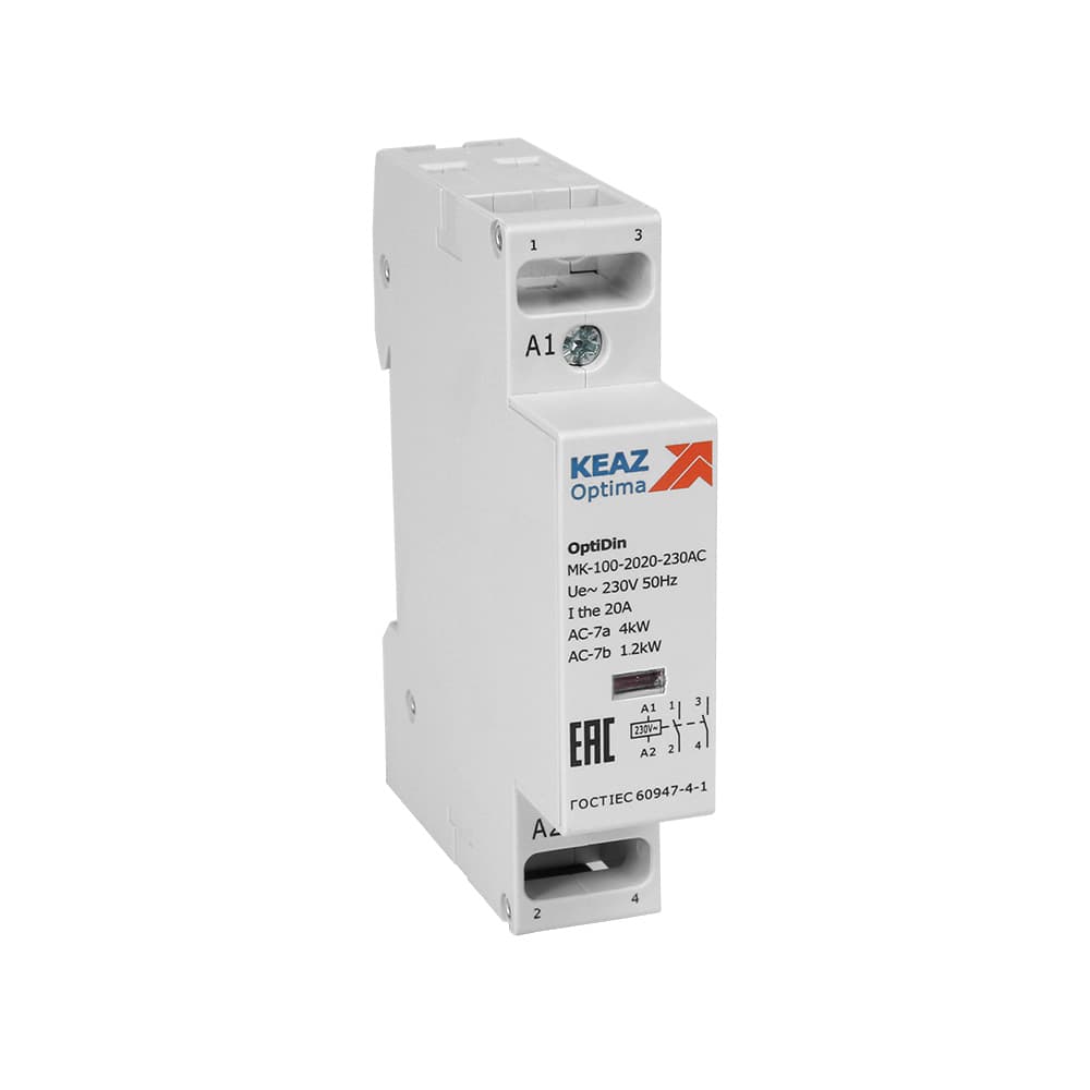 Контактор 24В AC НО НЗ 20А OptiDin MK-100-2011-24AC