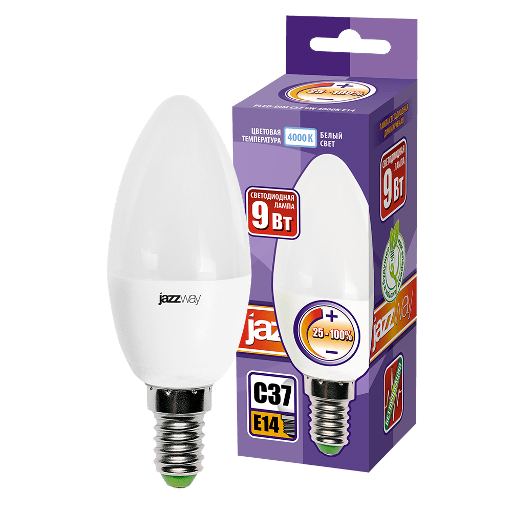 Лампа светодиодная диммируемая PLED-DIM C37 9w E14 4000K