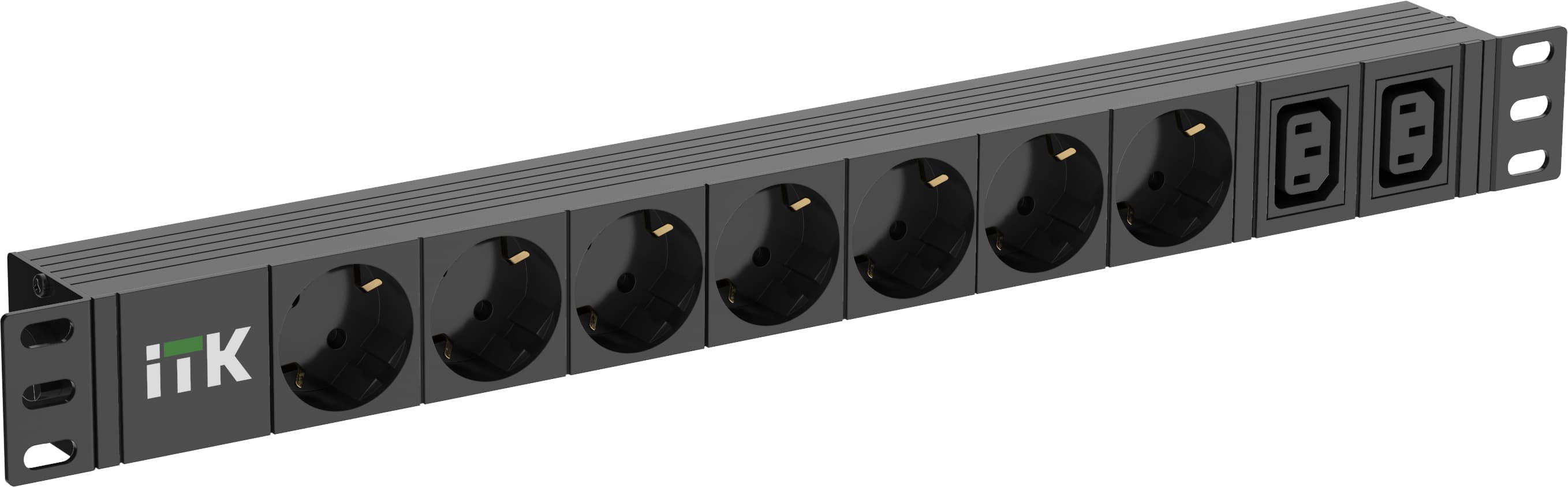 Блок распределения питания PDU 7 розеток нем ст + 2 С13 1U каб 2м C14