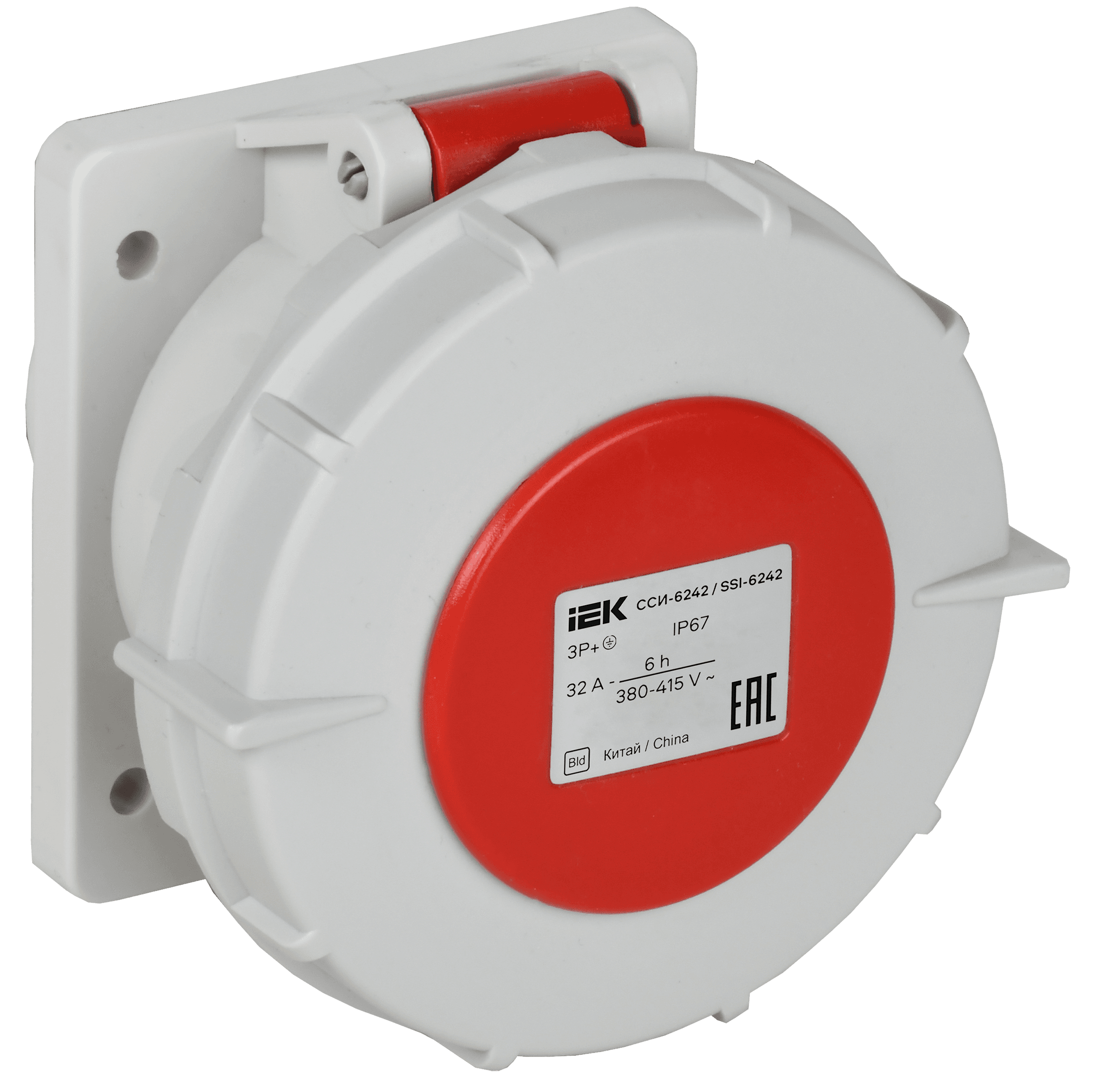 Розетка встраиваемая прямаяССИ-6242 32А-6ч 380В 3P+PE IP67 IEK