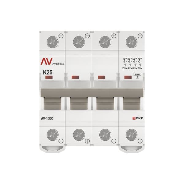 Выключатель автоматический AV-10 DC 4P 25A (K) 10kA AVERES