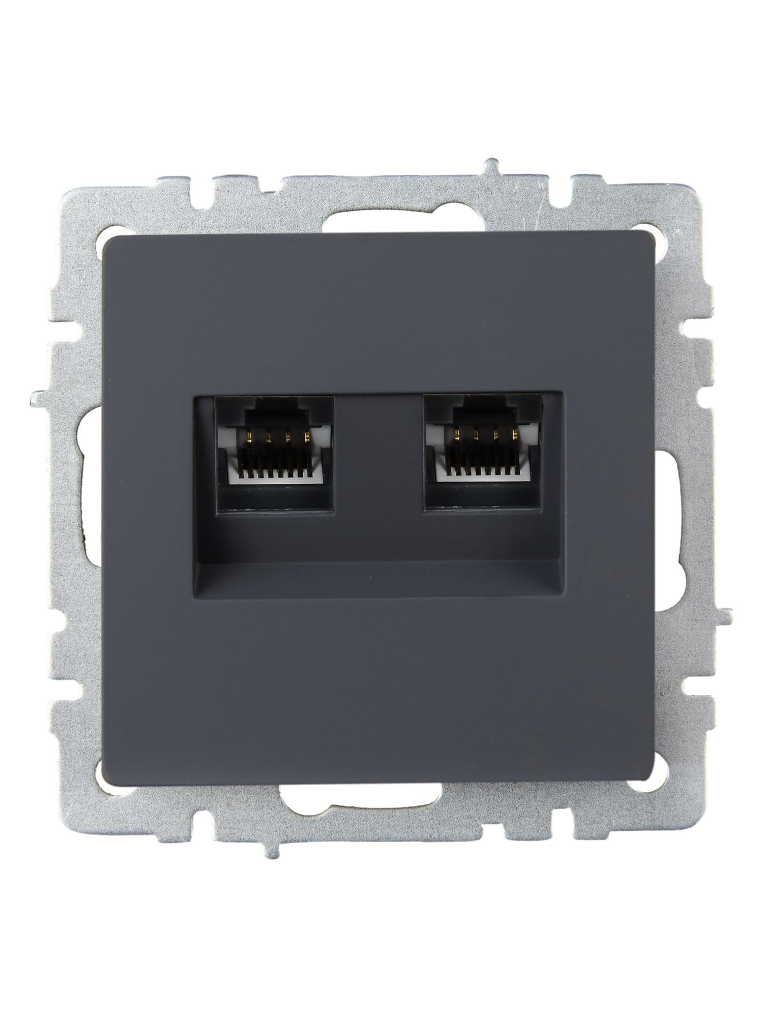 BRITE Розетка компьютерная двойная RJ45 кат.6 РК11-2-БрГ графит IEK