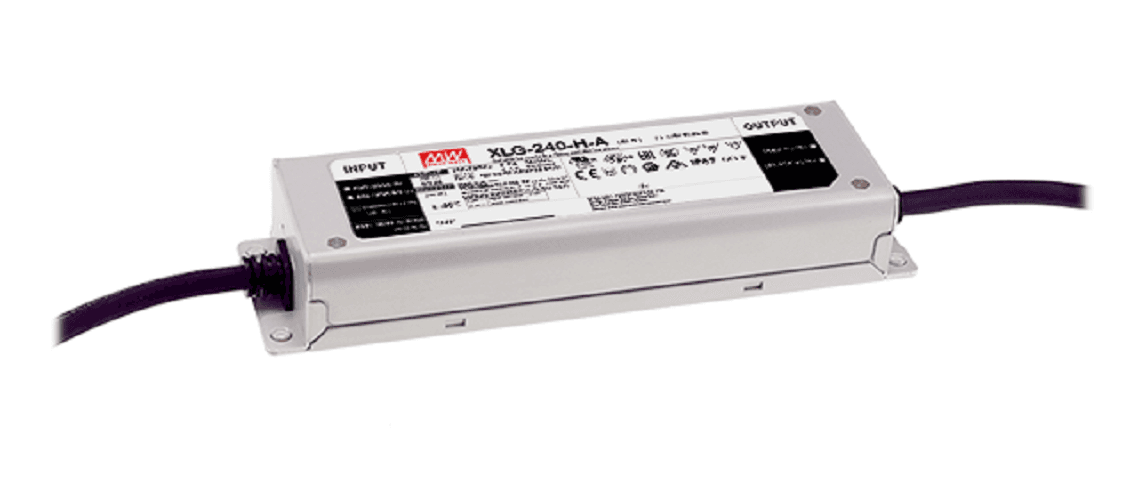 Источник питания AC-DC, 239.6Вт, стабилизатор тока, IP67, вход 100…305В AC, 47…63Гц, ККМ, выход 4280…6660мА/27…56В (режим пост. мощности), изоляция 3750В AC, в кожухе 219х63х35.5мм, -40…+90°С (корпус), встр. потенциометр, димминг 3 в 1