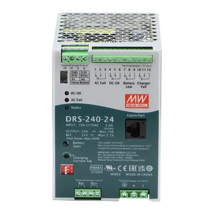 Блок питания AC-DC с функцией UPS c MODBus интерфейсом, 240Вт, вход 90-305В АС,127-431В DC, выход: 24В, выход зарядного устройства: 0-30В,0-10 А, в корпусе