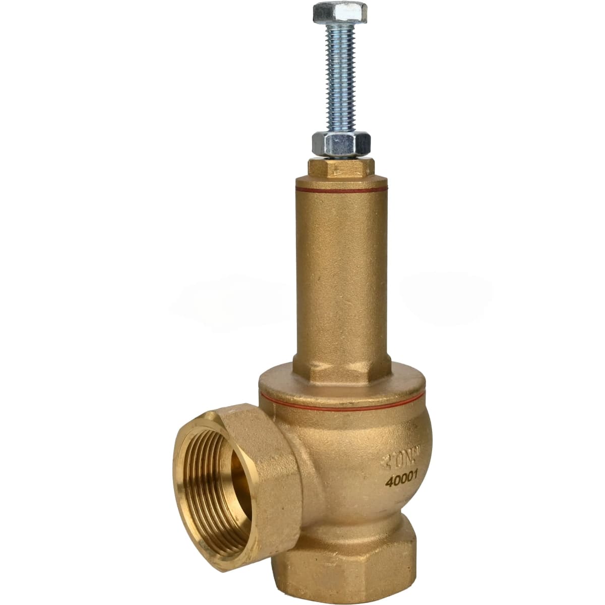 Клапан предохранительный пружинный 617-617-PTFE-T Ду25 Ру16 корпус латунь CW617N, материал запорного органа латунь CW617N, уплотнение PTFE, тип присоединения резьбовой