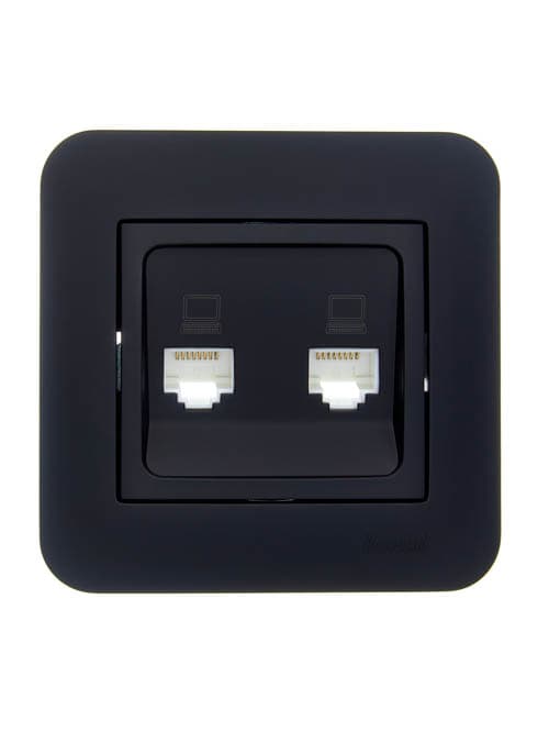 ASTI Розетка 2-ая компьютерная, чёрный бархат Lezard 7081-4242-141