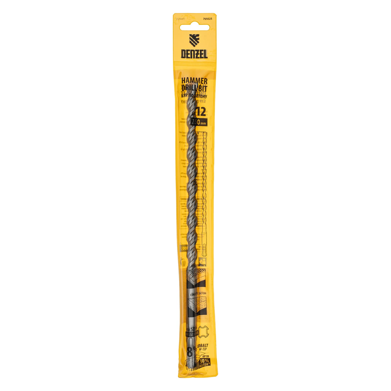 Бур по бетону, двойная спираль, Cobalt W-tip, 12x260 мм, SDS PLUS