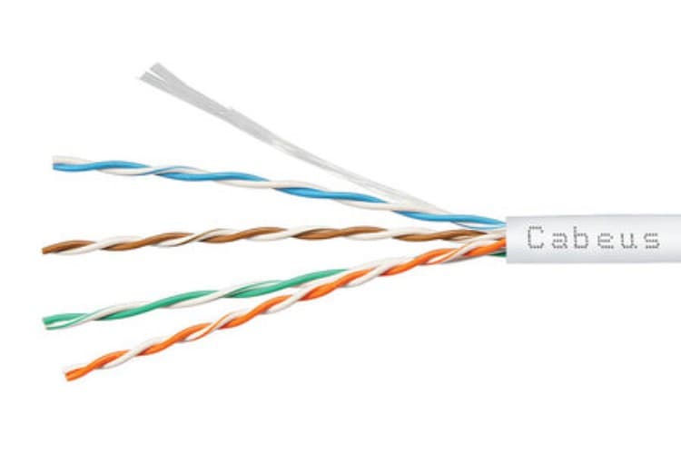 Витая пара UTP (U/UTP), категория 5e, 4 пары (24 AWG), одножильный, белый, LSZH, нг(А)-HF, (25 м)