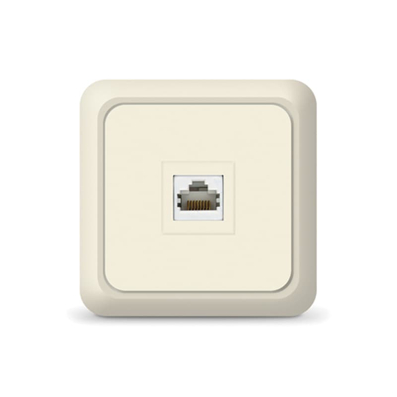 Розетка компьютерная одноместная   Олимп,наружная, 1А, RJ45, бежевая (еврослот)