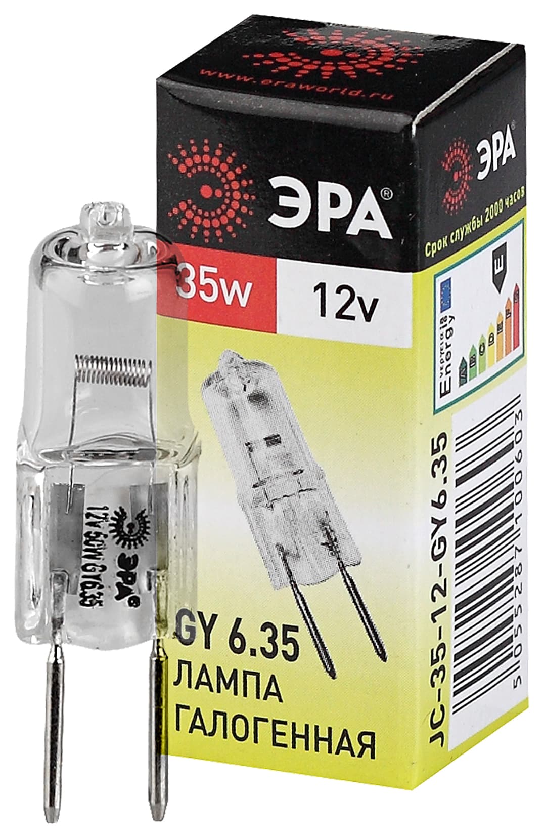 Лампа накаливания галогенная GY6.35-JC-35W-12V (галоген, капсула, 35Вт, нейтр, GY6.35) (100/1000/28000)