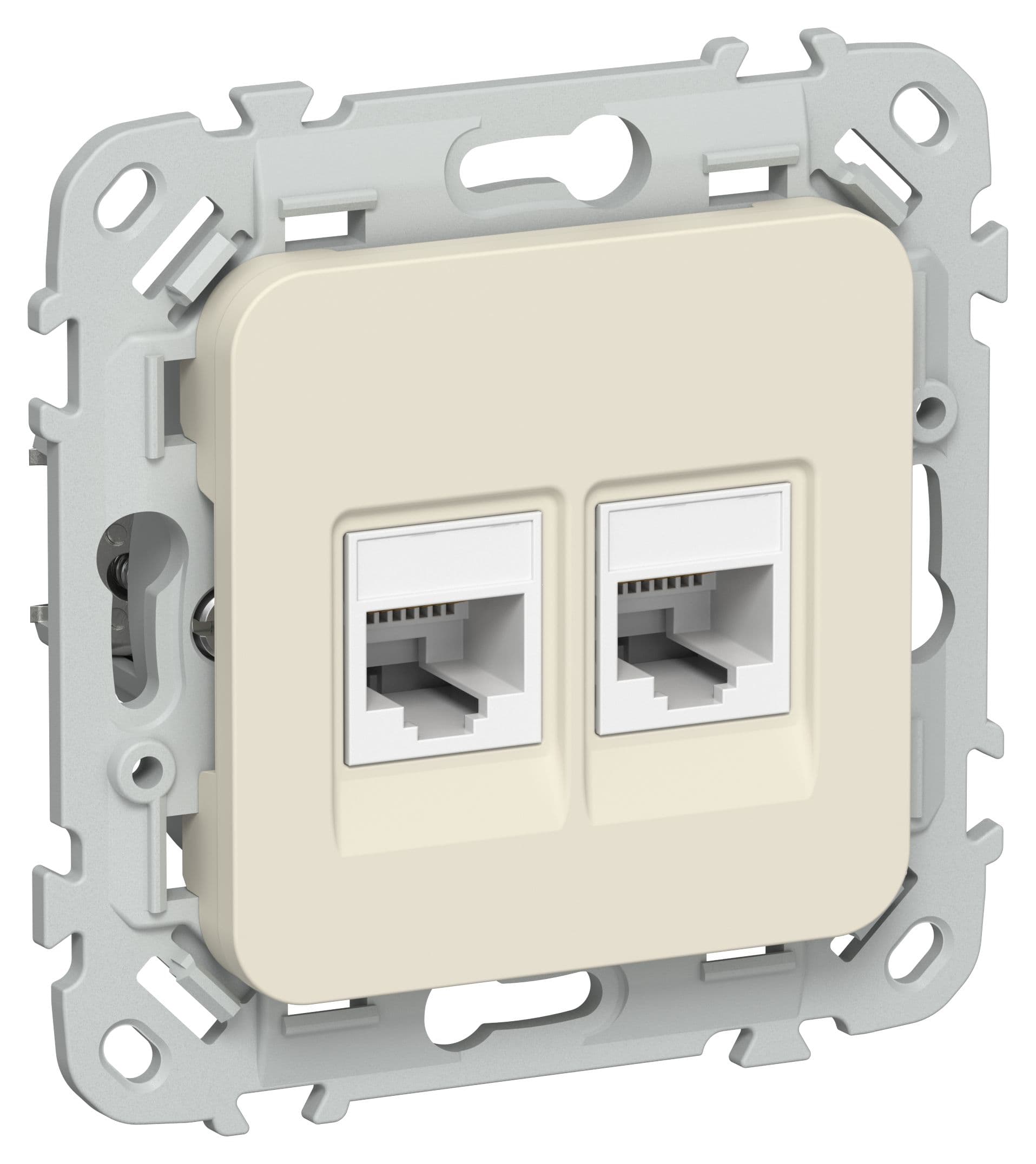 FLITE Розетка 2-местная компьютерная RJ45 категория 6 UTP РК6-2-0-ФлСл сливочный IEK