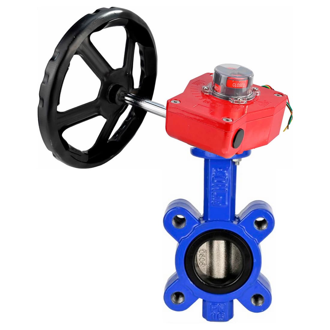 Затвор дисковый поворотный QT450-QT450-NBR-2W-Fb-H Ду125 Ру16 межфланцевый, корпус чугун QT450, диск чугун QT450, уплотнение NBR, с редуктором HGBF-1