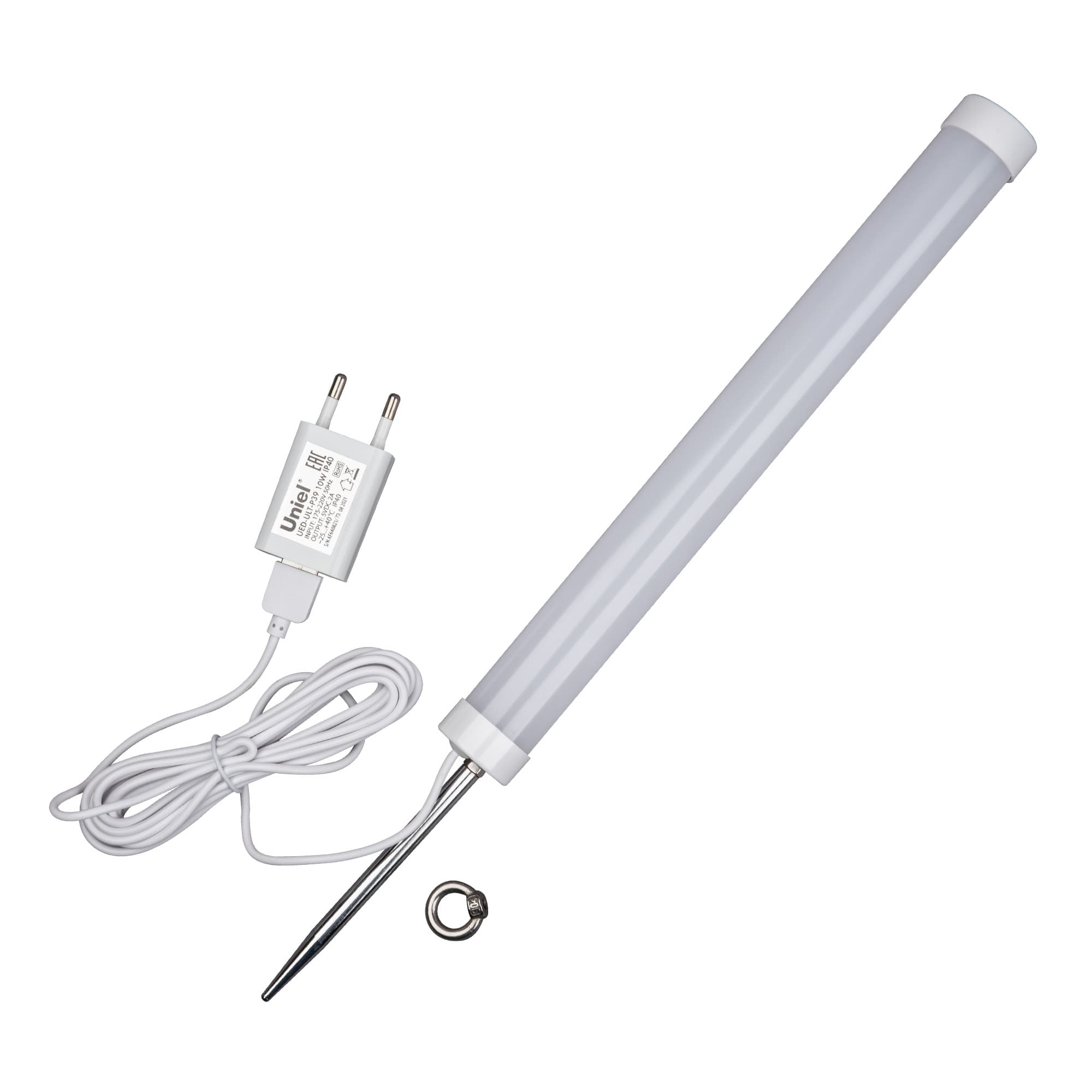 Светильник для растений светодиодный ULT-P39-6W-SPLE IP40 WHITE 3M RRP06C00 на колышке, блок питания, 3м провод, спектр для фотосинтеза