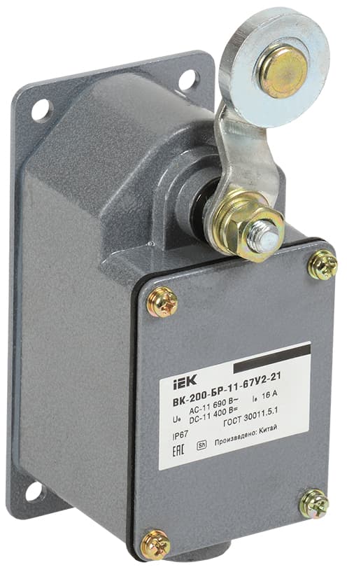 Выключатель концевой ВК-200-БР-11-67У2-21, рычаг с роликом, ход вправо, cамовозврат, 2-51мм, IP67