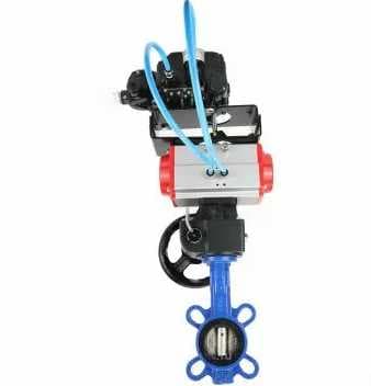 Затвор дисковый поворотный 304-304-VITON-2W-Fb-H Ду80 Ру16, корпус нержавеющая сталь 304, диск нержавеющая сталь 304, VITON, с пневмоприводом DA-083, позиционером EPRP1-NU-0-08 без обратной связи и ручным дублером HDM-2