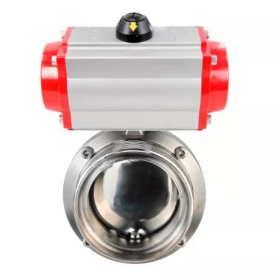 Затвор дисковый поворотный 304-304-EPDM-2W-T-H Ду25 Ру10 резьбовой, пищевая нержавеющая сталь 304, уплотнение – EPDM, с пневмоприводом DA-052 двойного действия