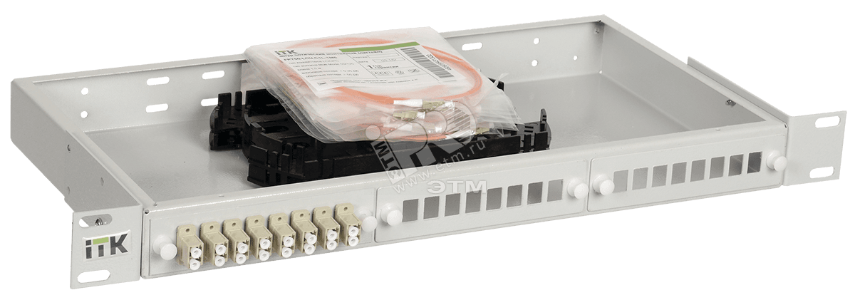 Кросс 1U укомплектованный SC (Simplex) 12шт (OM2)