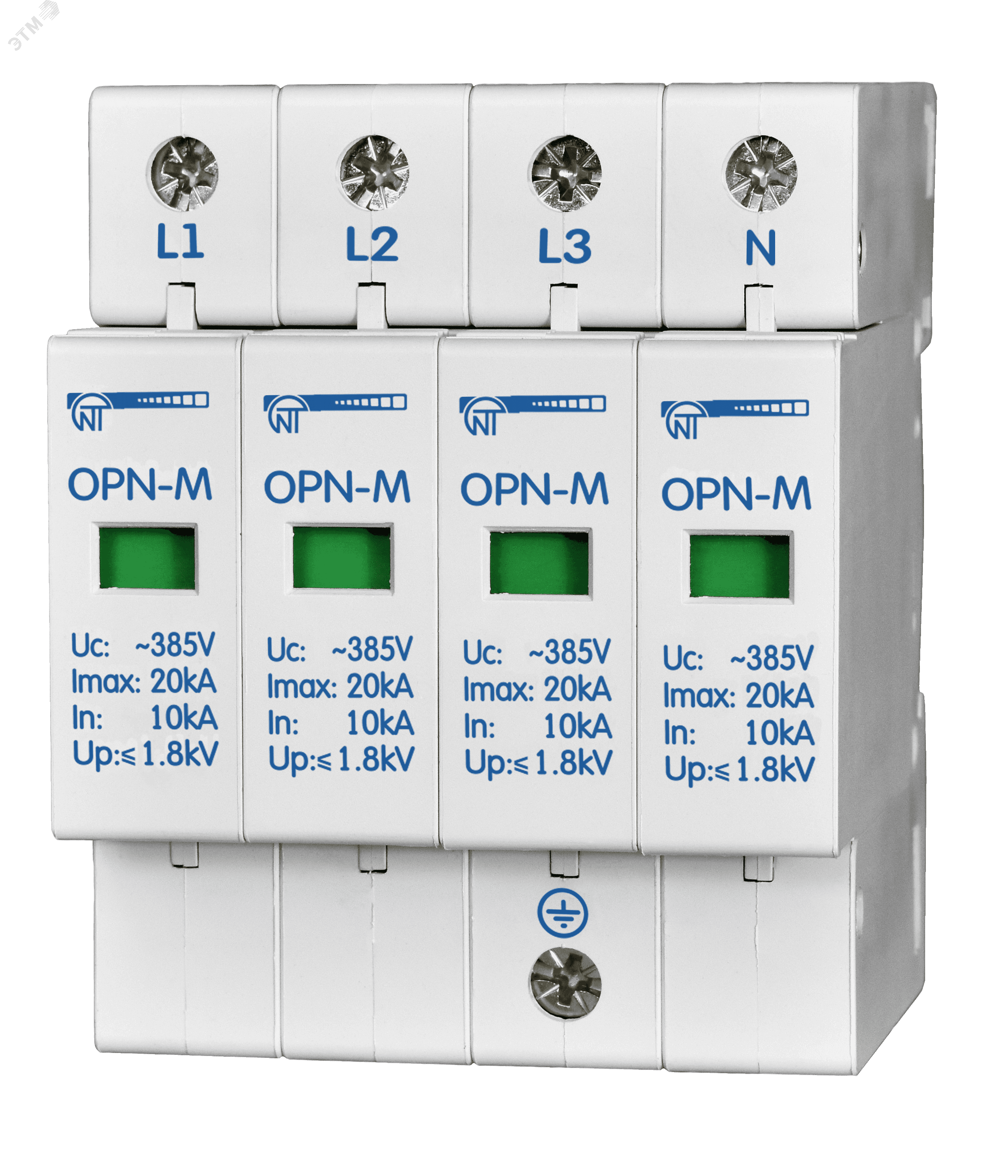 Ограничитель перенапряжения 4 модуля 380В In30kA OPN-M (4S)30kA