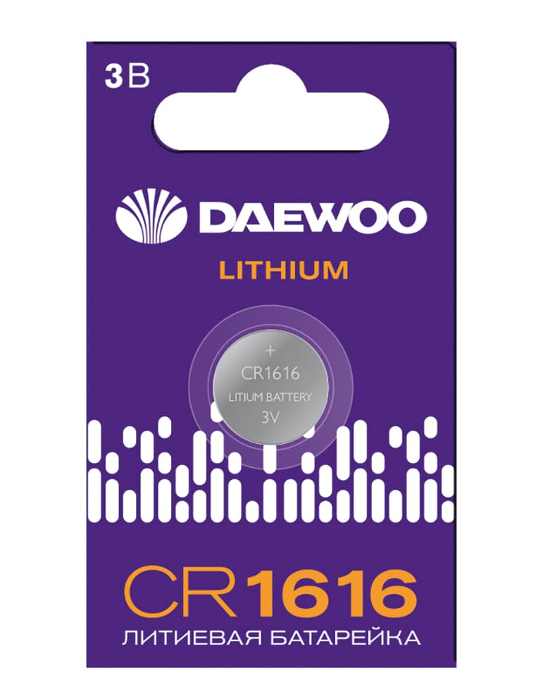Элемент питания батарейка таблетка литиевая типоразмер 1616 CR1616 DAEWOO Lithium BL-1 Jazzway
