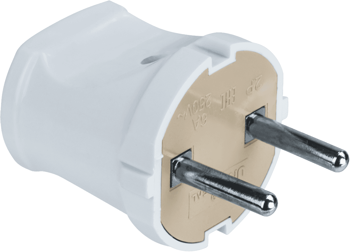 Вилка Navigator прямая без заземления белая 61 358 NCA-PL01-6A-X-WH