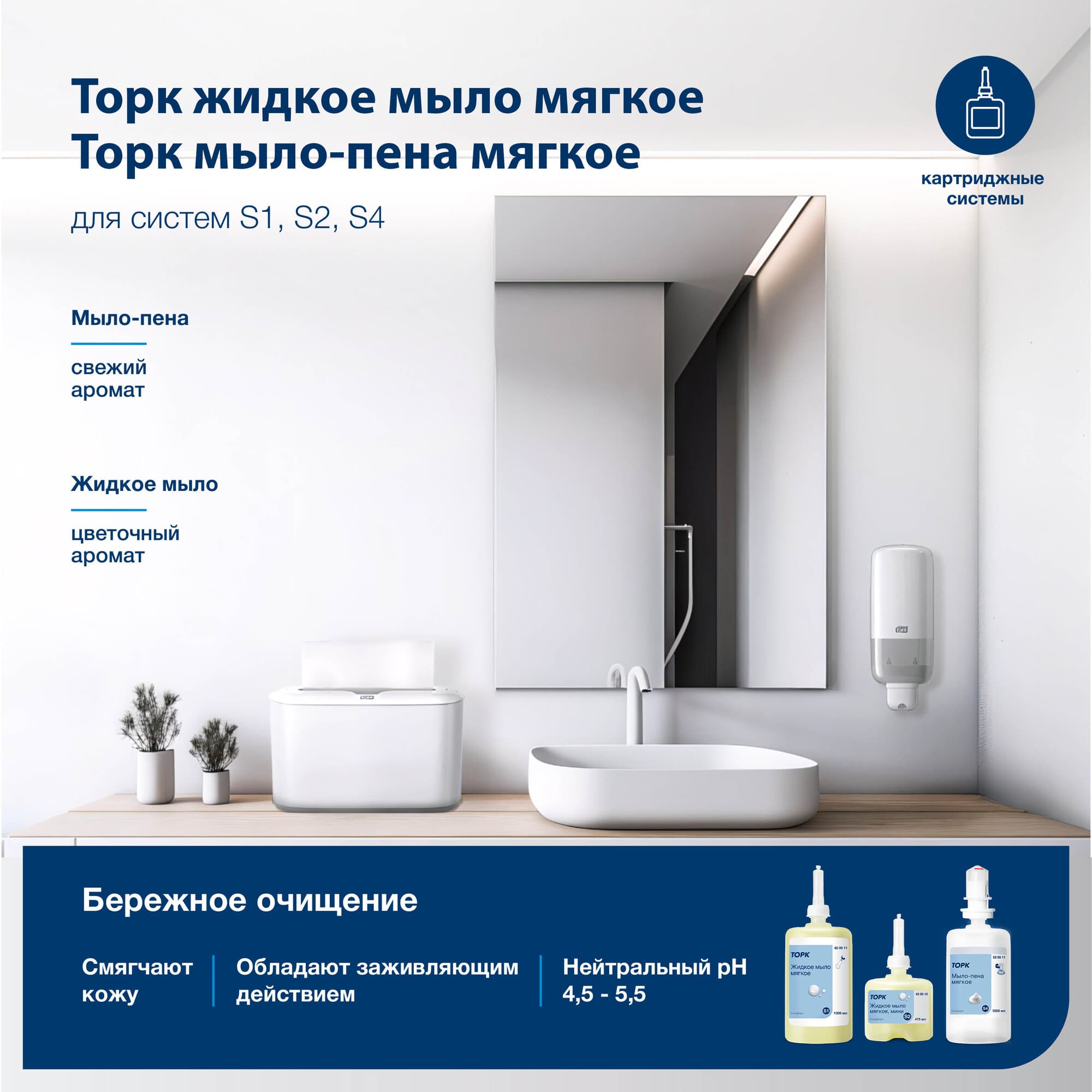 Жидкое мягкое мыло-пена Торк Advanced, 1 л., S4