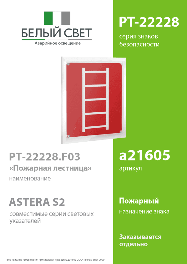 Знак безопасности PT-22228.F03''Пожарная лестница''