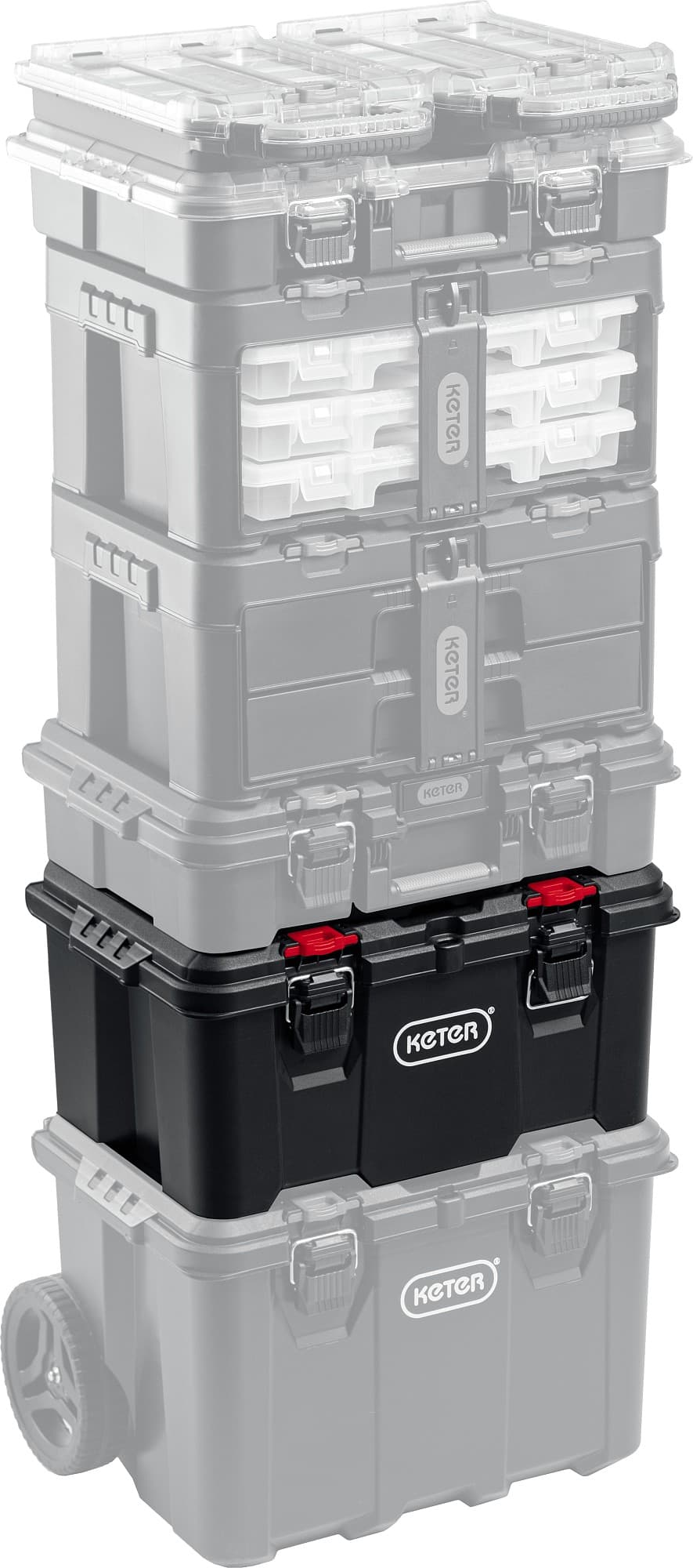 Ящик пластиковый с крышкой STACKNROLL, 525x345x260 мм, (21'')