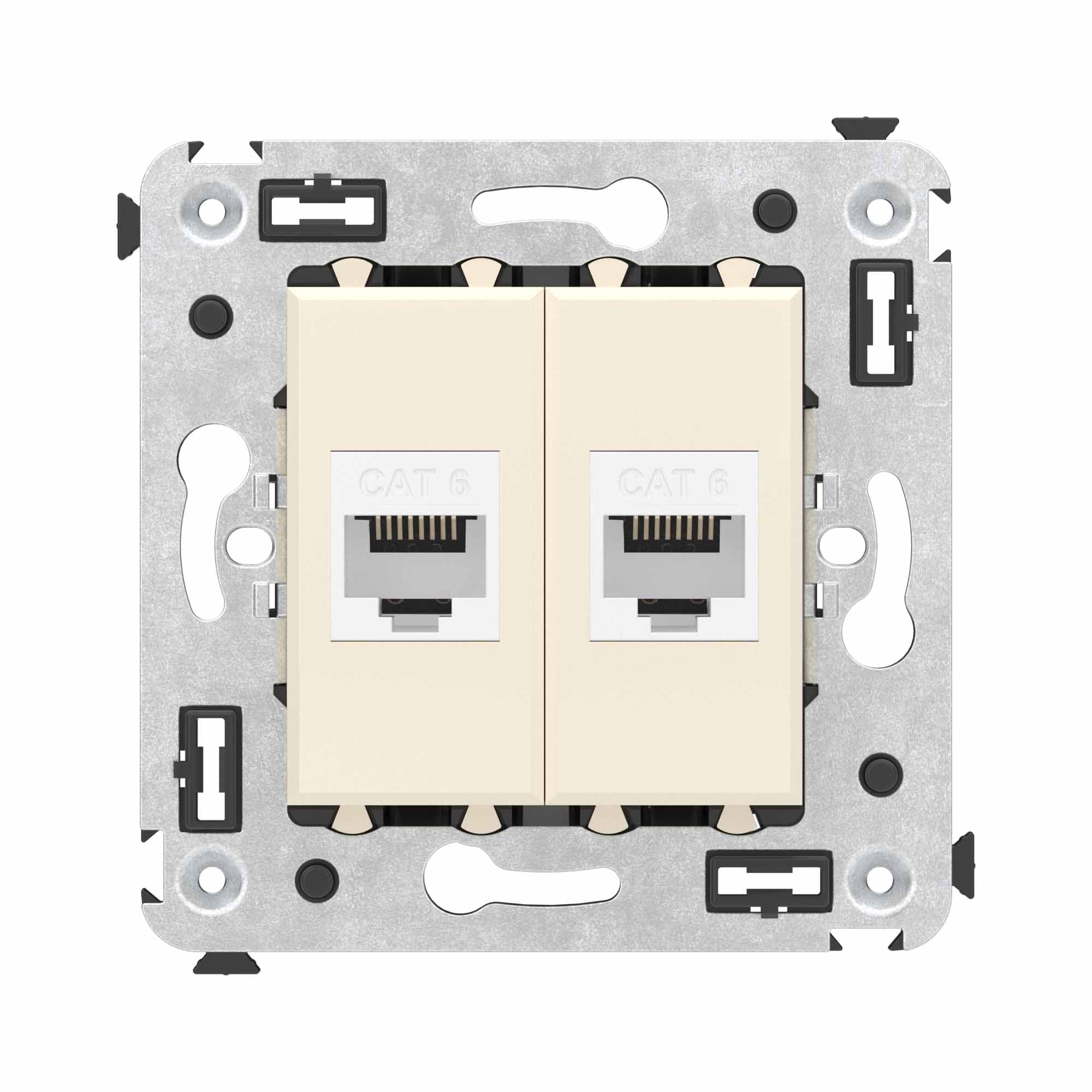 Avanti Компьютерная розетка RJ-45 без шторки в стену, кат.6 двойная, Ванильная дымка