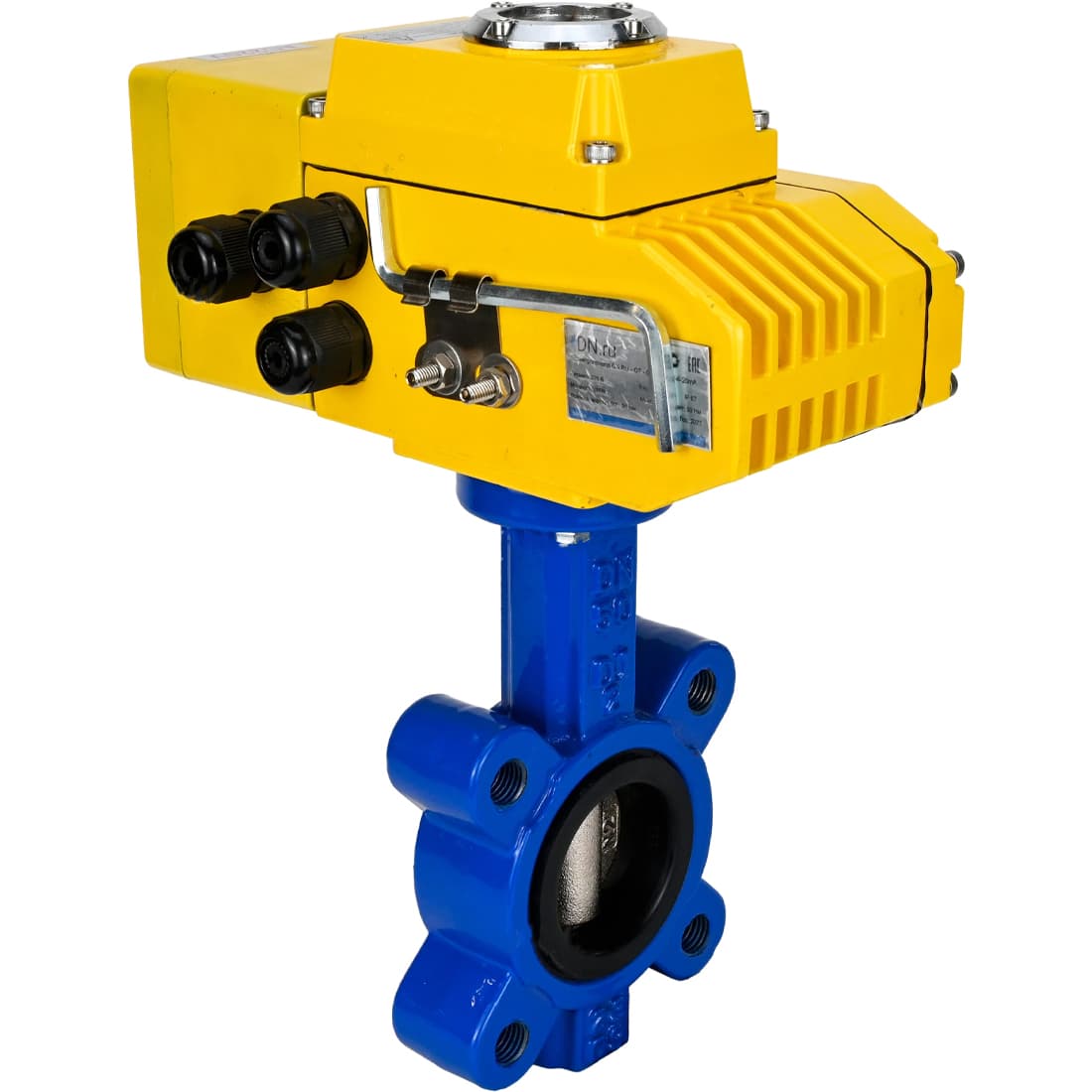 Затвор дисковый поворотный QT450-QT450-NBR-2W-Fb-H Ду100 Ру16 межфланцевый, корпус чугун QT450, диск чугун QT450, уплотнение NBR, с электроприводом QT-010-220В-4-20мА-DAR
