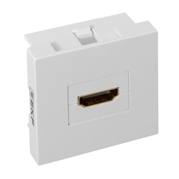 Розетка HDMI 45x45, 2 модуля, 1 гнездо, без индикатора, белая EKF