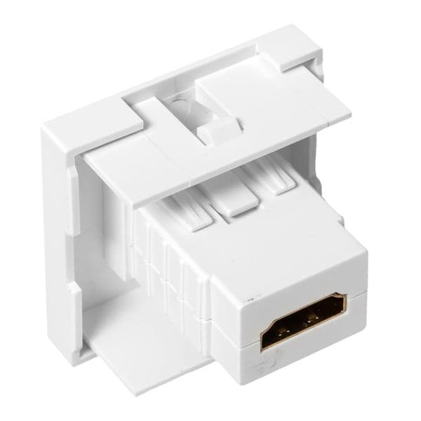 Розетка HDMI 45x45, 2 модуля, 1 гнездо, без индикатора, белая EKF