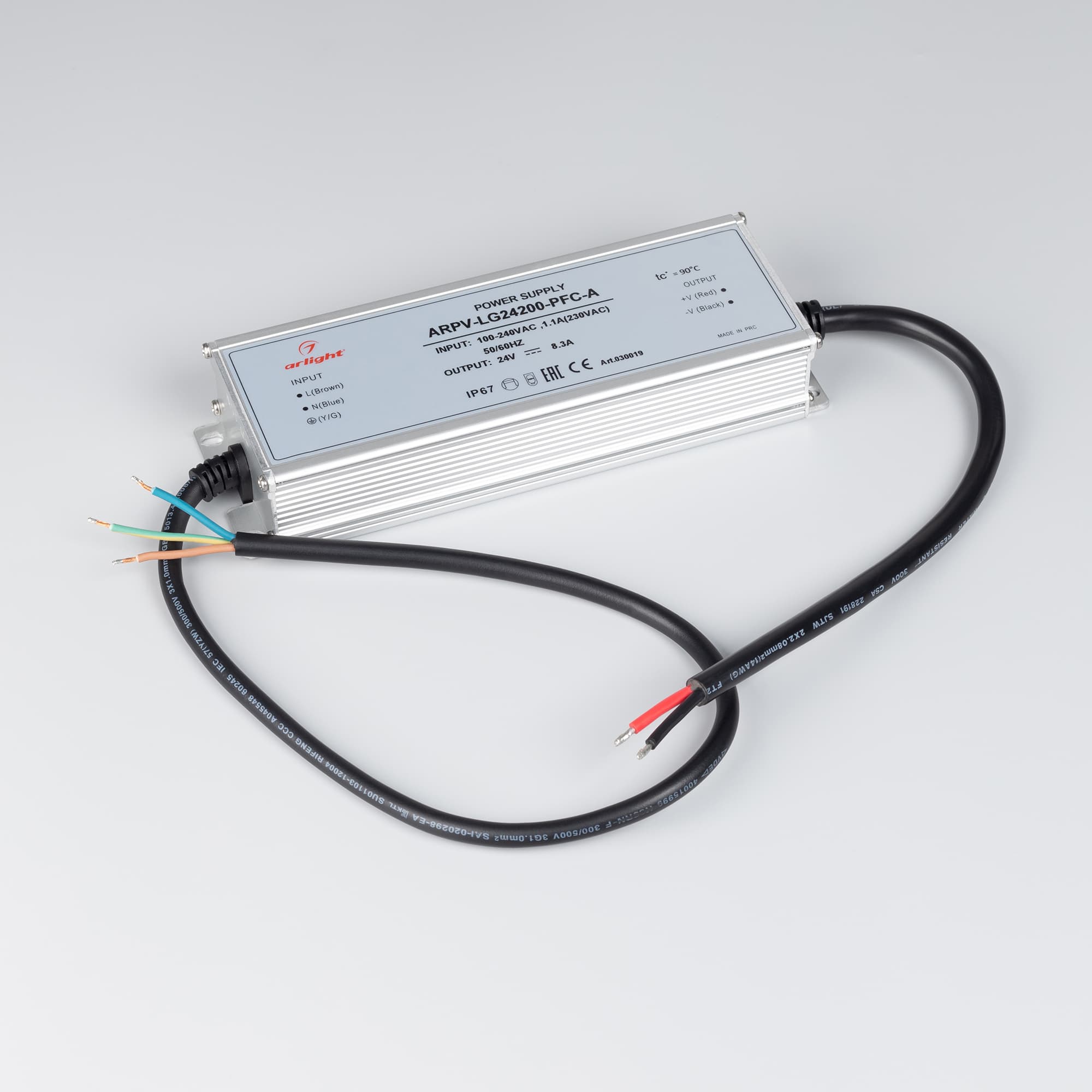 Блок питания ARPV-LG24200-PFC-A (24V, 8.3A, 200W) (ARL, IP67 Металл, 5 лет)
