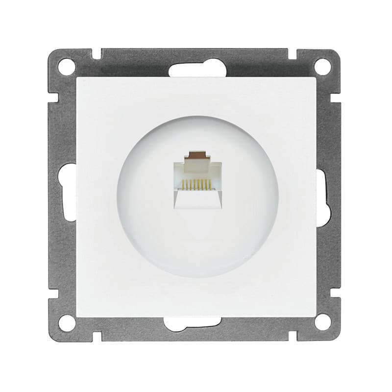 Розетка компьютерная одноместная UNIVersal серия Афина, с/у, 1А, RJ45, белая (еврослот), механизм