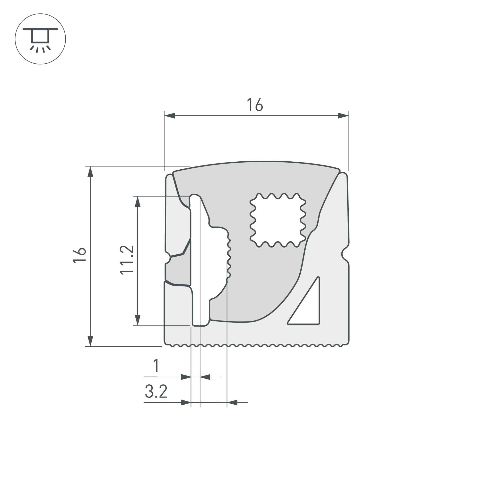 Профиль силиконовый WPH-FLEX-1616-SIDE-S11-50m WHITE (Силикон)
