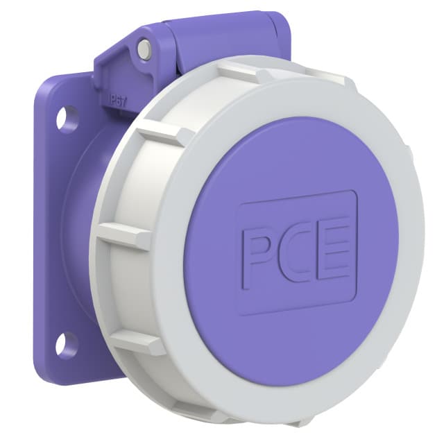 Розетка встраиваемая 16А/24V/2P/IP67,             никелированные контакты, фланец 54x60