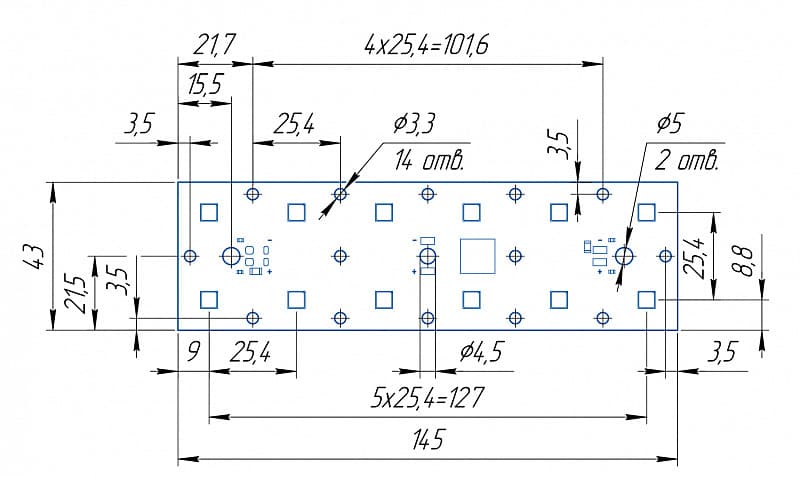 Модуль светодиодный MODULE 145x43 AL1.5 2x6 Refond 5050 CRI70 5000K