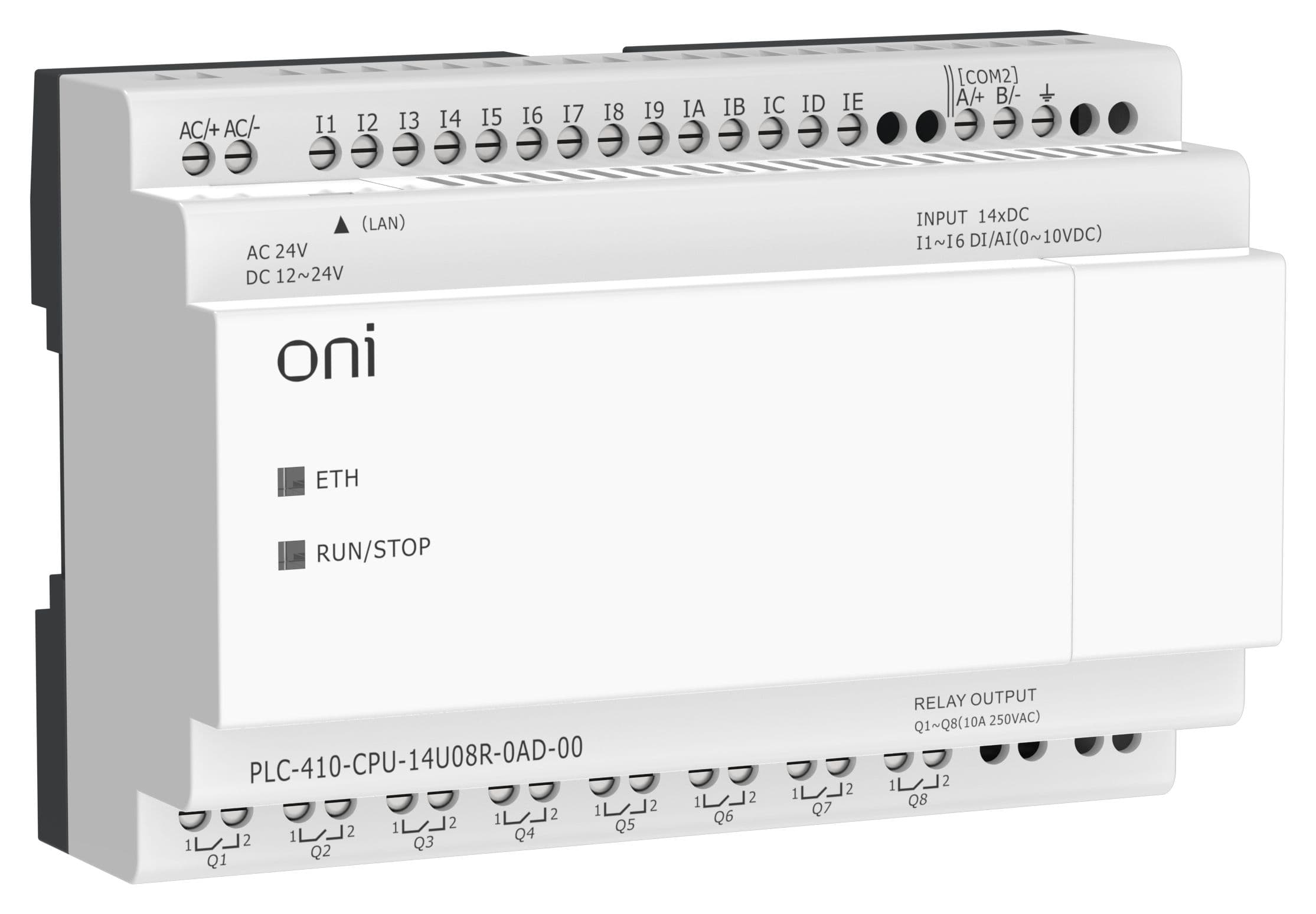 Модуль ПЛК 410 ЦПУ 8 DI 6 UI (0-10 В/DI) 8 RO 12В-24В DC или 24В AC с Ethernet портом без экрана