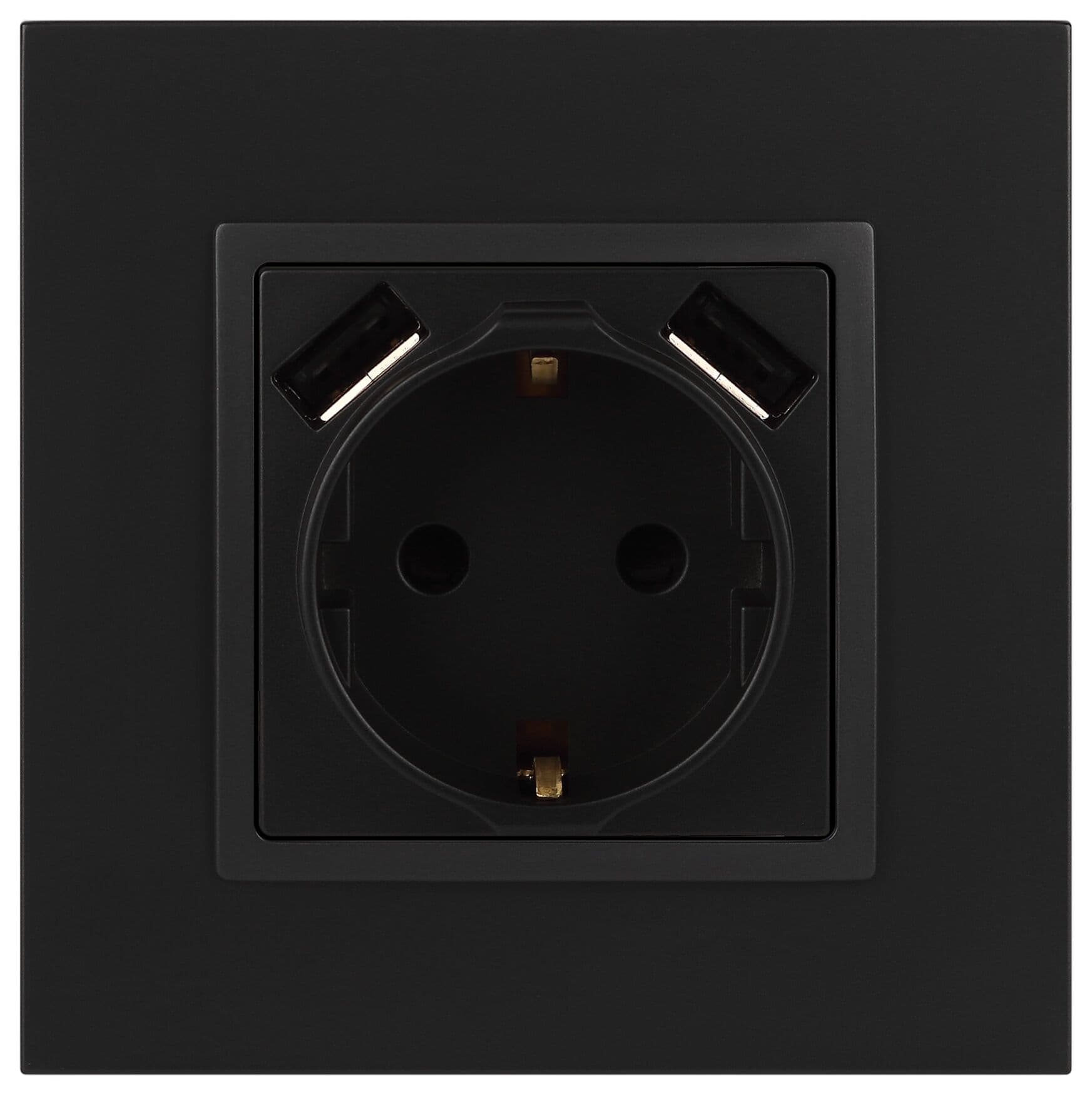 Розетка 2P+E 16A-250В, штор. с 2xUSB 5В-3А, Эра Elegance, антрацит 14-4109-05