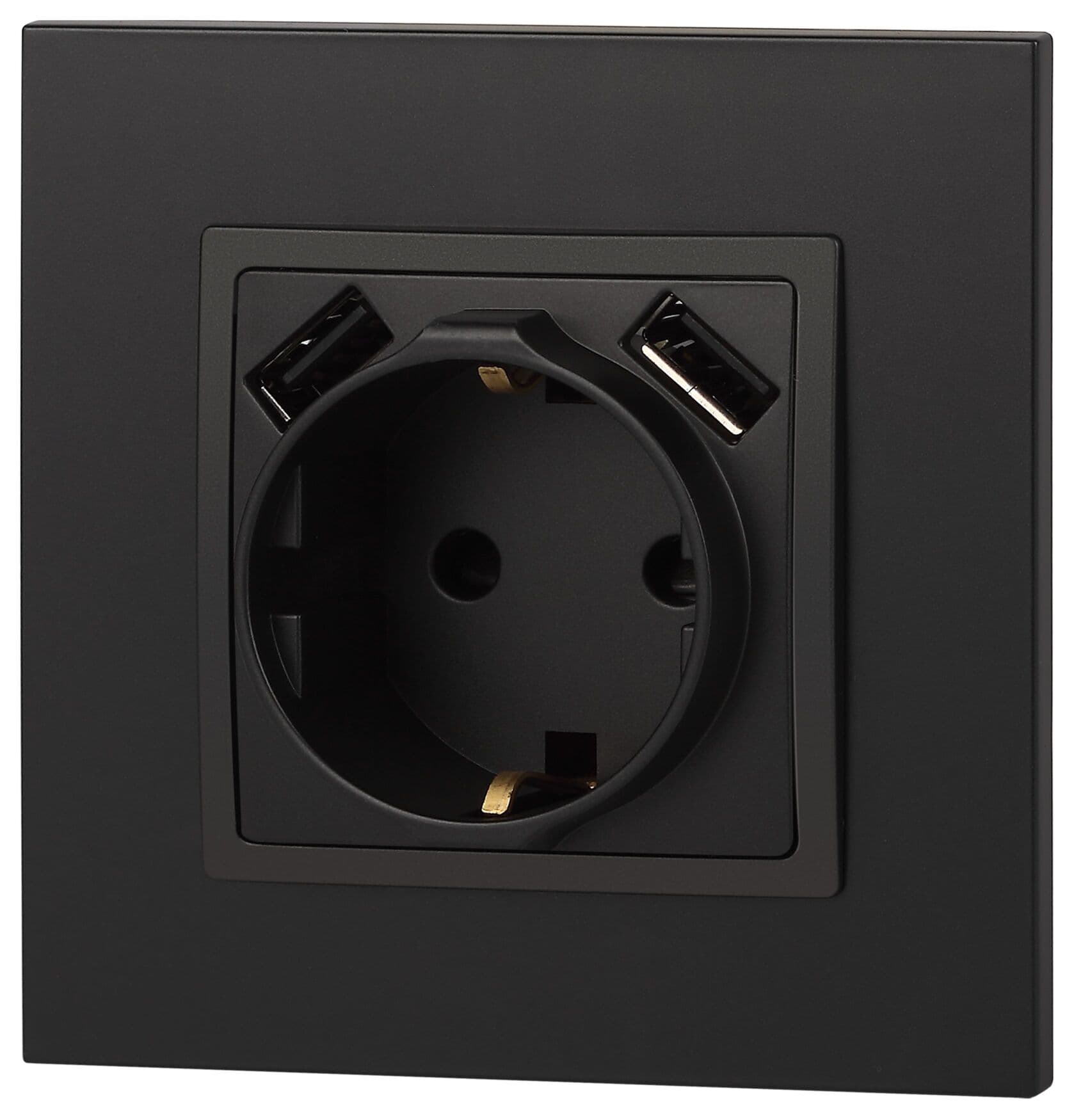 Розетка 2P+E 16A-250В, штор. с 2xUSB 5В-3А, Эра Elegance, антрацит 14-4109-05