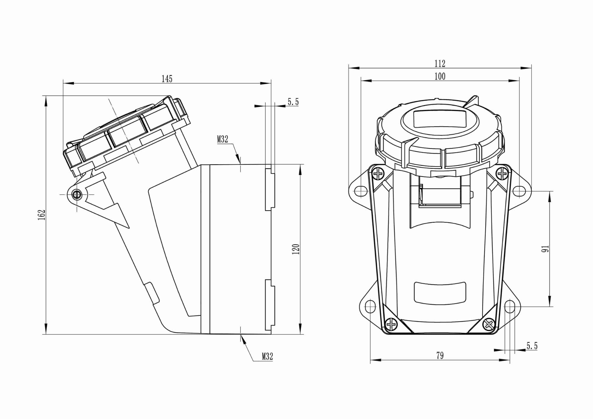Розетка наружная IP67 32A 3P+E 400В